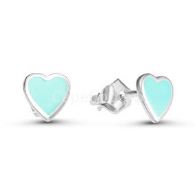 Купить серебряные серьги Бирюзовые сердечки в интернет магазине серебро.рф